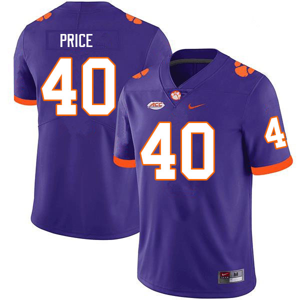Men #40 Luke Price Clemson Tigers College Football Jerseys Sale-Purple